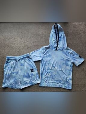 Abercrombie & Fitch Blue Camo Hooded Tee and Shorts Set